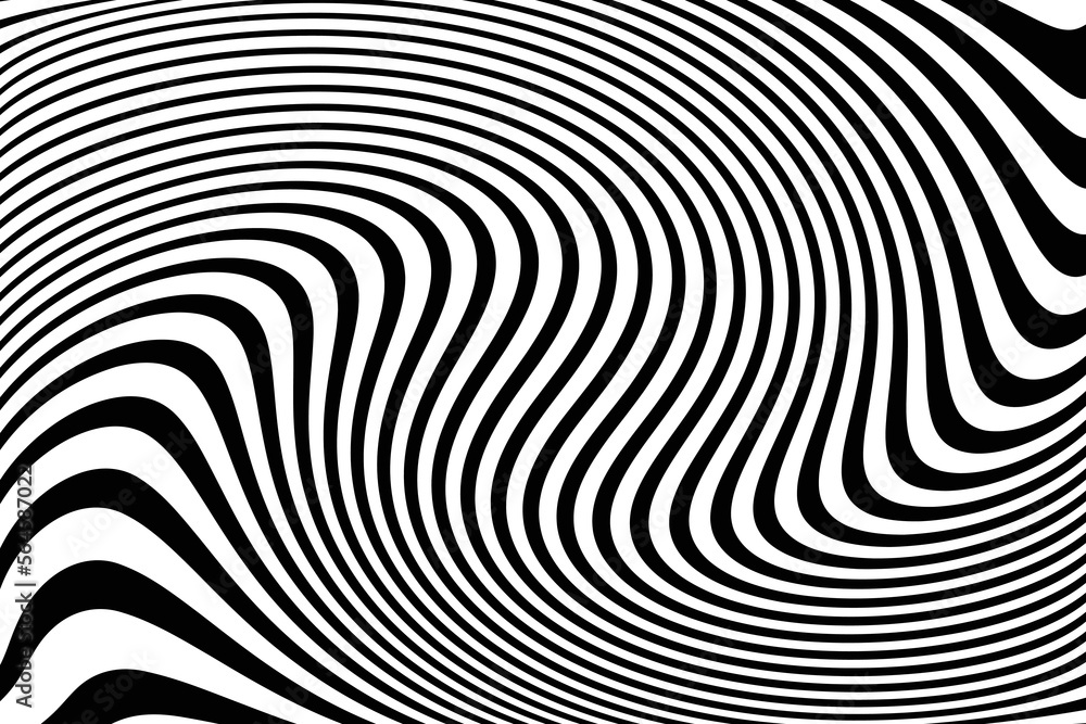 Naklejka premium Abstract halftone wave vector optical pop art modern texture. Vector illustration of black and white pattern of abstract background lines.