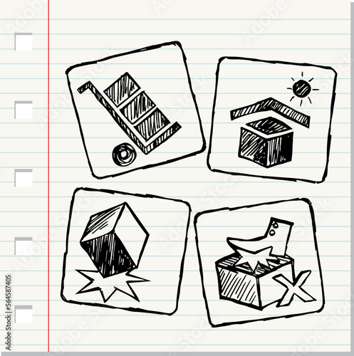 Packaging Symbols on Doodle Vector