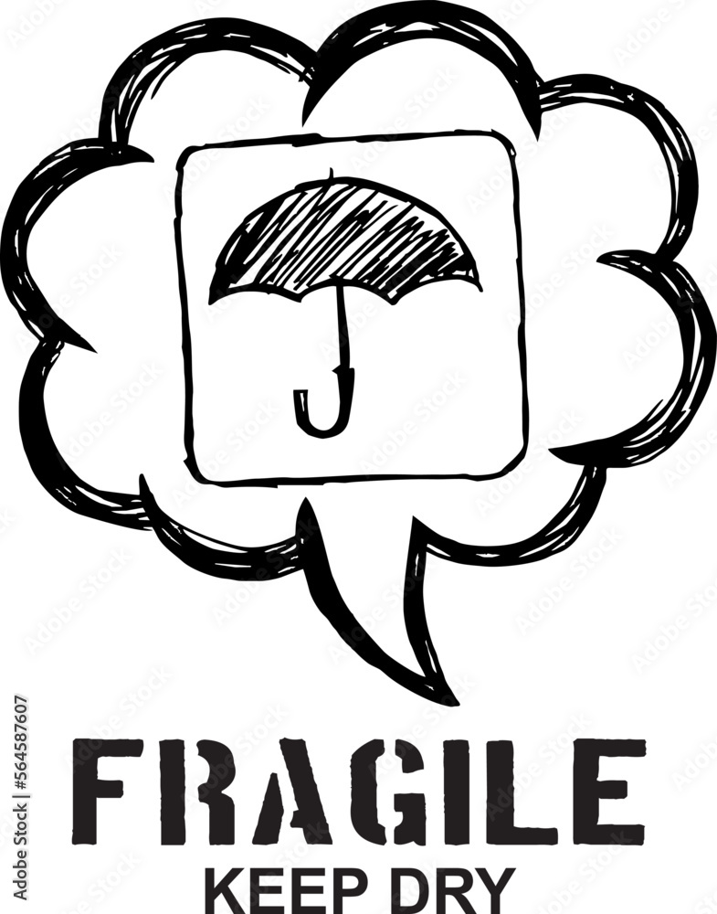 Doodle Vector of Packaging Symbols , keep dry Doodle Vector of Packaging Symbols , keep dry