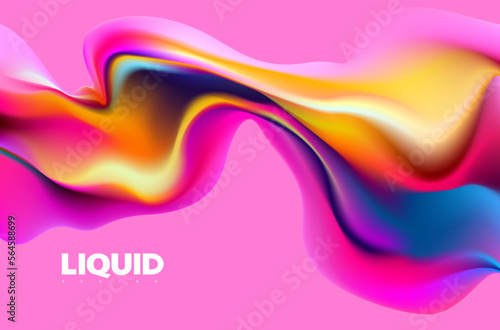 Abstract liquid holographic shape. Pink fluid background. Mesh gradient.