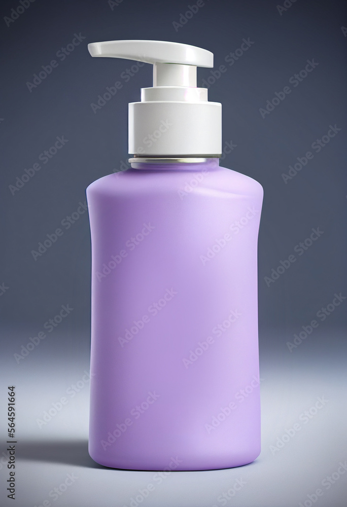 3d render of a pastel purple cosmetic container, lotion bottle with pump. Product presentation mock up. 3d render of a pastel purple cosmetic container, lotion bottle with pump. Product presentation mock up.