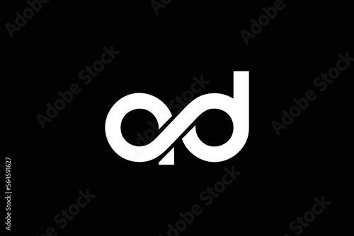 Creative and professional initial letter a d infinity logo design template on black background