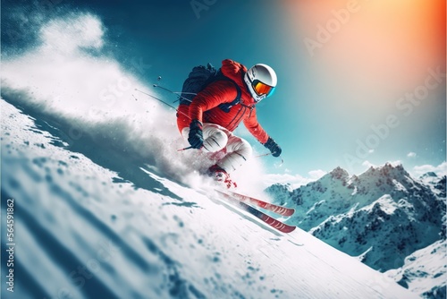 skiing downhill in the mountains made with generative ai