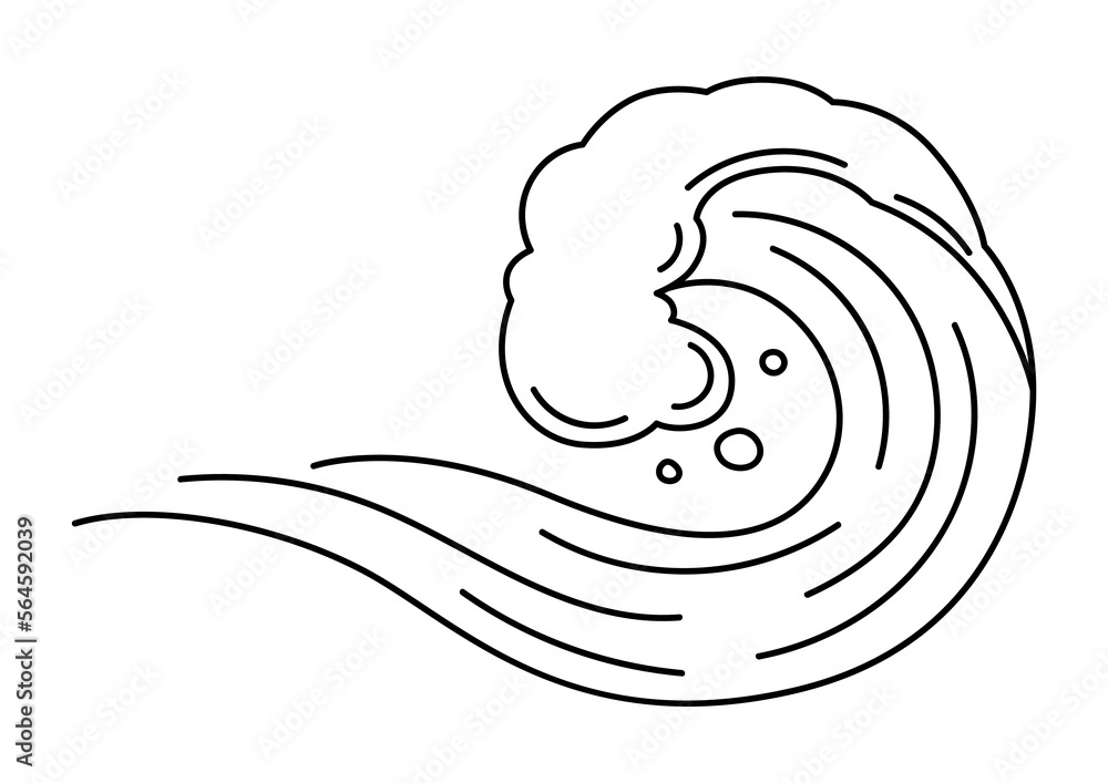 Naklejka premium Illustration of wave with sea foam. Ocean or water splash.