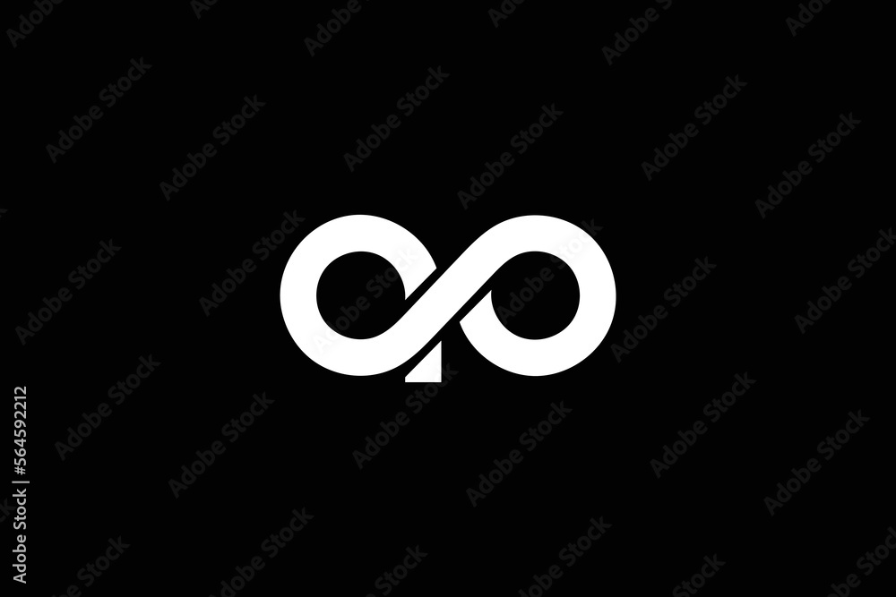 Creative and professional initial letter a o infinity logo design template on black background