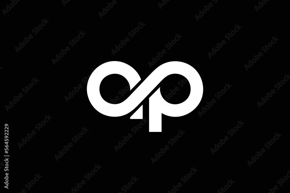 Creative and professional initial letter a p infinity logo design template on black background
