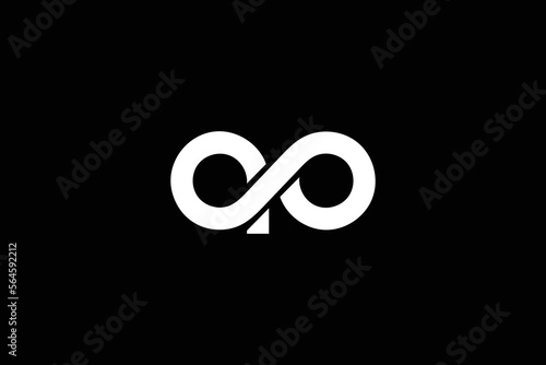 Creative and professional initial letter a o infinity logo design template on black background