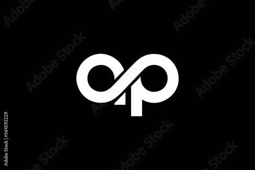 Obraz na płótnie Creative and professional initial letter a p infinity logo design template on black background w salonie