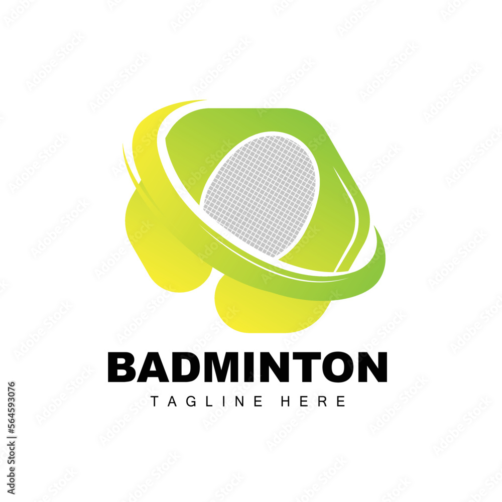 Badminton Logo, Sport Game Vector With Shuttlecock Racket, Sport Branch Design, Template Icon