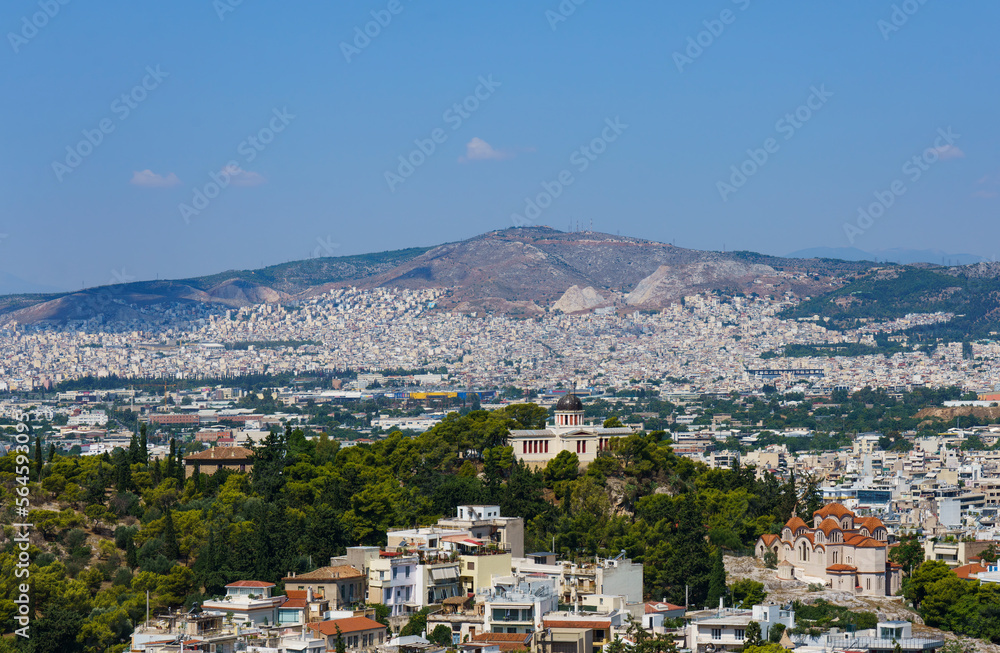 Panoramic view of Athens in Greek