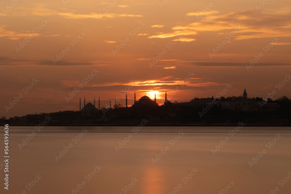 Sultanahmet and Ayasofya in sunset. Istanbul, Turkey.
