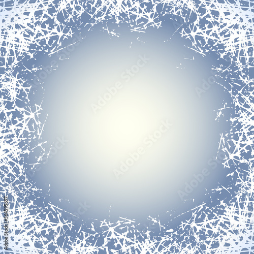 Fototapeta Naklejka Na Ścianę i Meble -  Ice crystals frame. Border with frosted patterns on freeze winter window. Holiday jpeg illustration