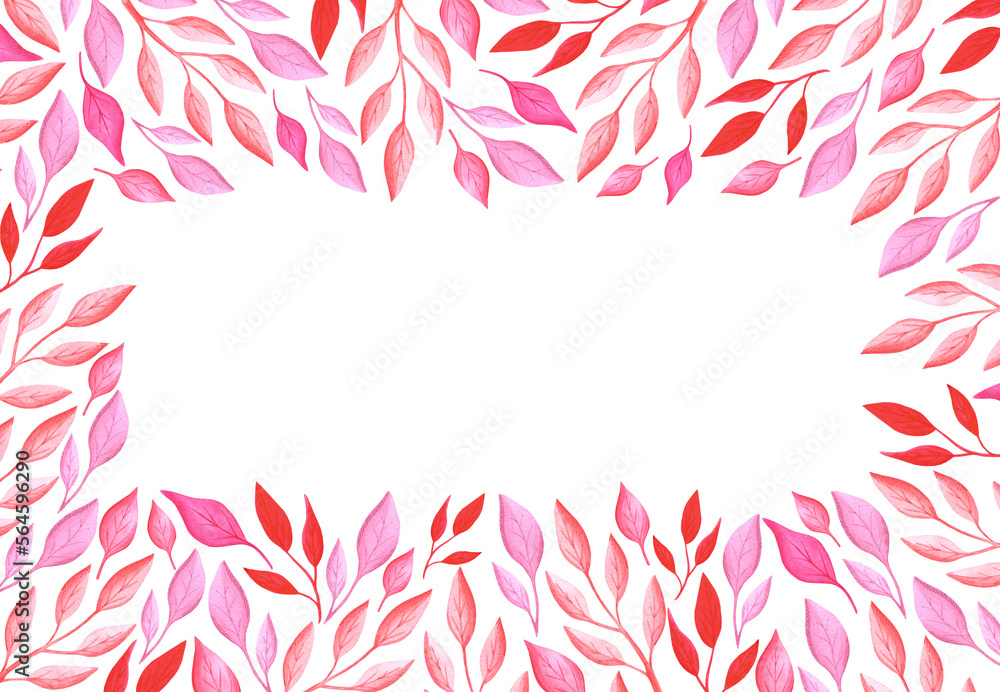 custom made wallpaper toronto digitalHand drawn watercolor valentine leaves frame. St. Valentine's decorative element. Scrapbook desing, lable, banner, post card.