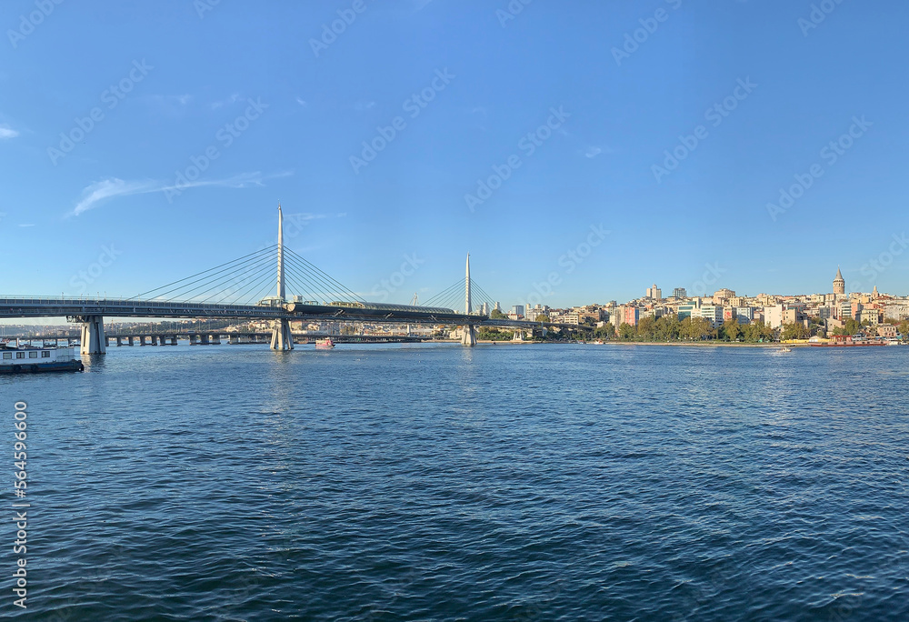 Golden Horn Bridge in Istanbul, Turkey.