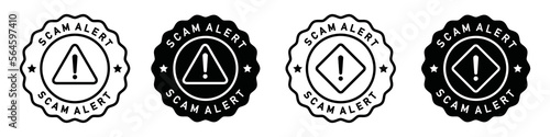 Scam alert label icon. Warning label icon, vector illustration