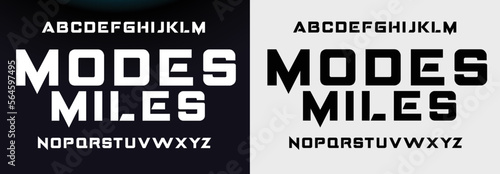 MODES MILES Sports minimal tech font letter set. Luxury vector typeface for company. Modern gaming fonts logo design.
