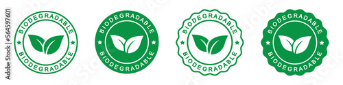 Biodegradable label icon, vector illustration photo
