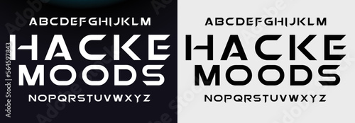 HACKE MOODS Sports minimal tech font letter set. Luxury vector typeface for company. Modern gaming fonts logo design.