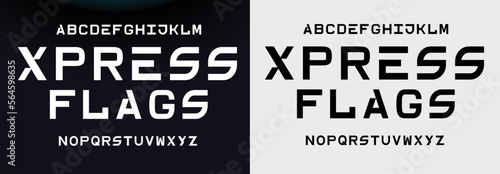 XPRESS FLAGS Sports minimal tech font letter set. Luxury vector typeface for company. Modern gaming fonts logo design.