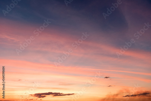 Panoramic view of sunset golden and blue sky nature background.