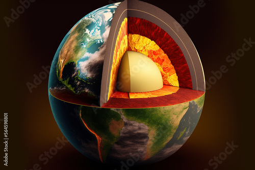 layers of the planet earth and the core. Ai generated art