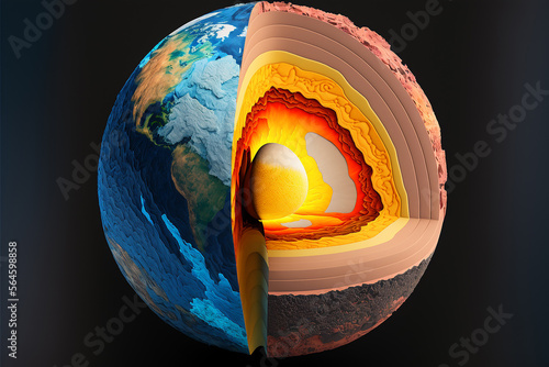 layers of the planet earth and the core. Ai generated art photo