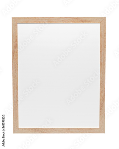 3D wood picture frame isolated on transparent background PNG file format.