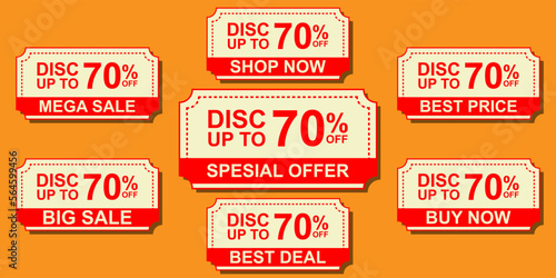 set discount tag 70 percent offer 