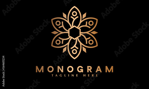 Flower or beauty saloon or spa icon abstract monogram vector logo template