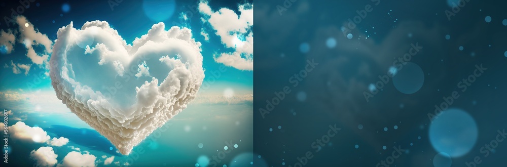 Heart Shaped Cloud in a blue Sky Card Template. Love and Romance ...