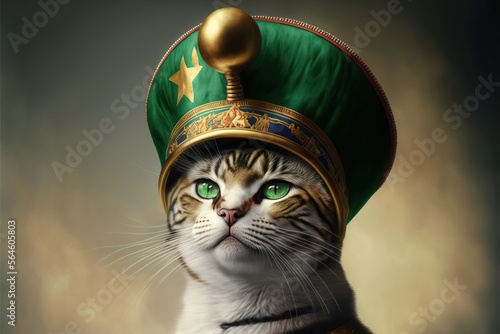 cat with a negus hat illustration generative ai photo