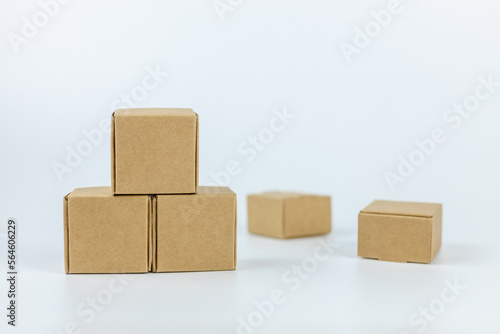 logistic import, export concept. Paper box on white background. home delivery service from supermarket, Finance commerce. product package transport.
