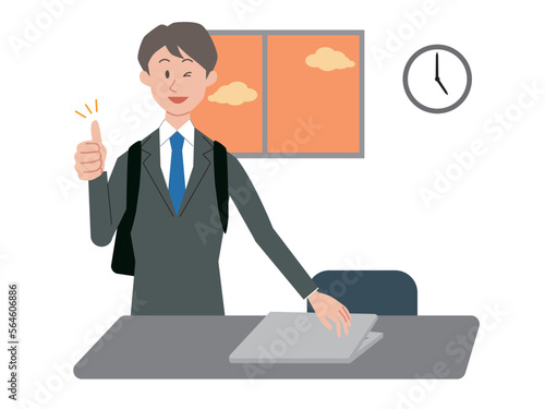 定時退社するビジネスマン