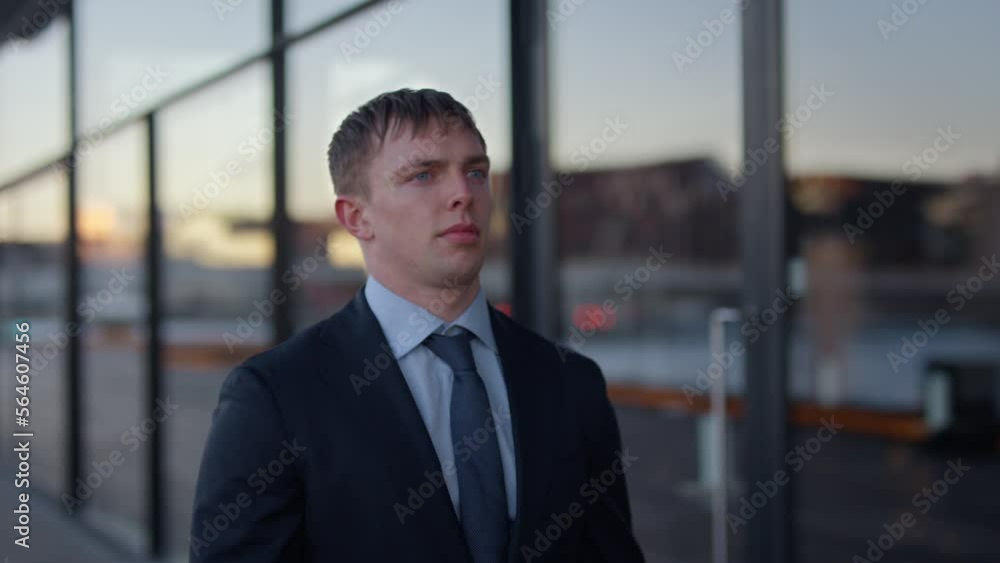 Medium Close-up Of A Businessman Walking Outdoors Medium Close-up Of A Businessman Walking Outdoors