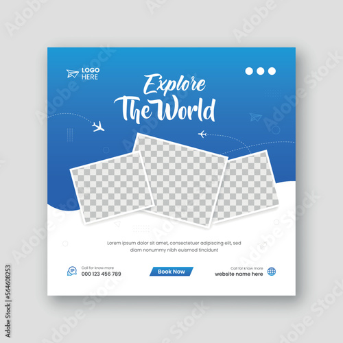 Travel and tourism social media post template design