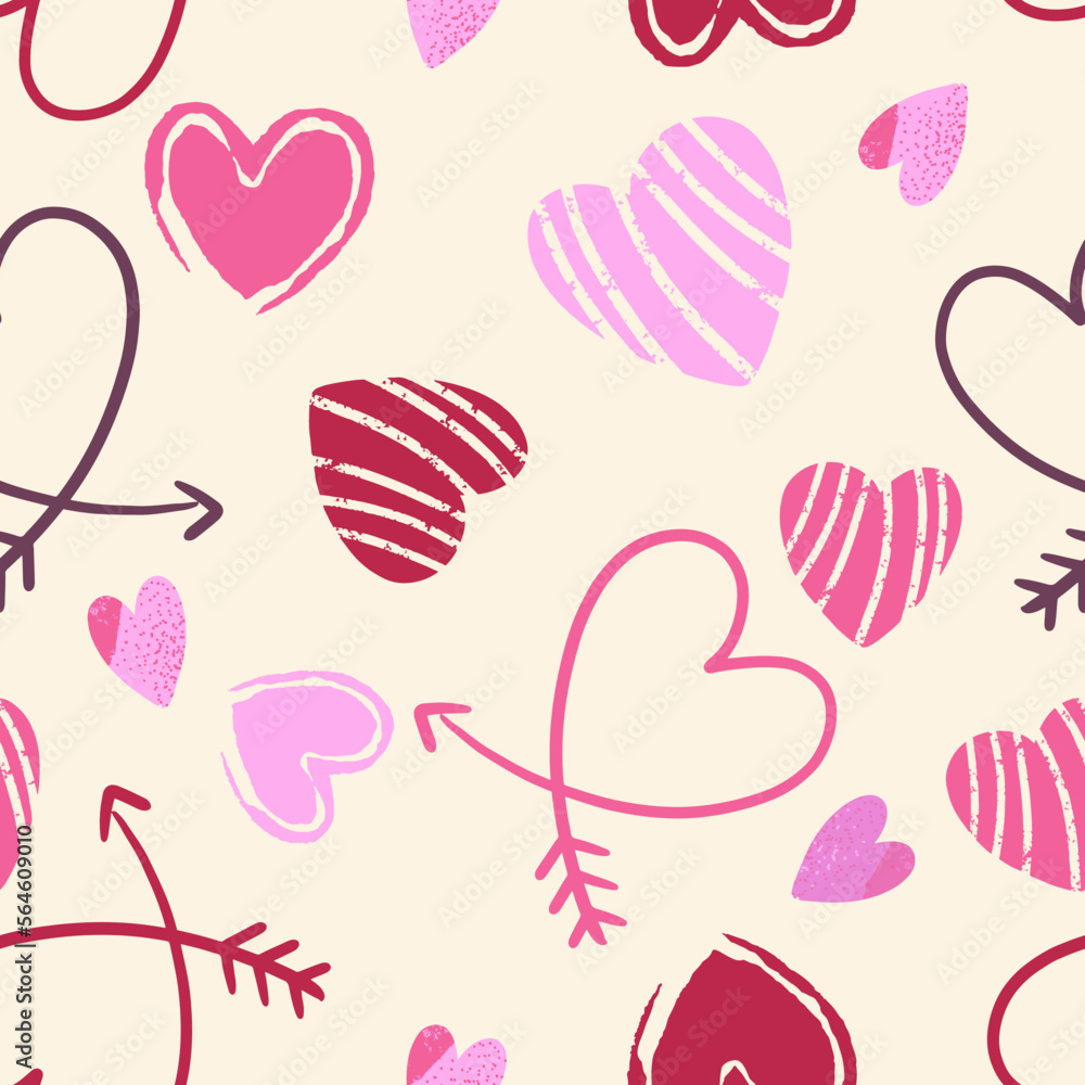 Cute Variety of Hearts Valentines Vector Seamless Pattern Cute Variety of Hearts Valentines Vector Seamless Pattern