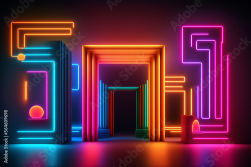 realistic neon lights background made with Generative AI technology
