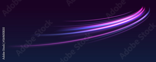 Neon color glowing lines background, high-speed light trails effect. Futuristic dynamic motion technology.