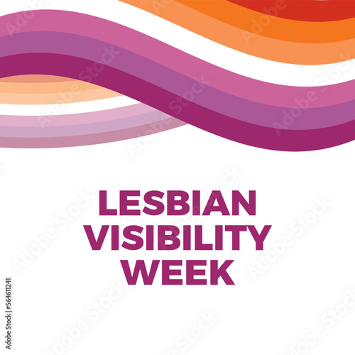 Lesbian Visibility Week vector. Waving abstract lesbian pride flag frame icon vector. LGBT graphic design element. Important day