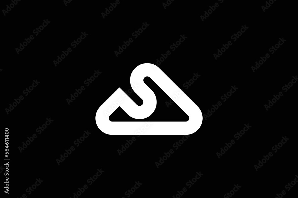 Creative and minimalist initial letter A S logo design template on black background Creative and minimalist initial letter A S logo design template on black background