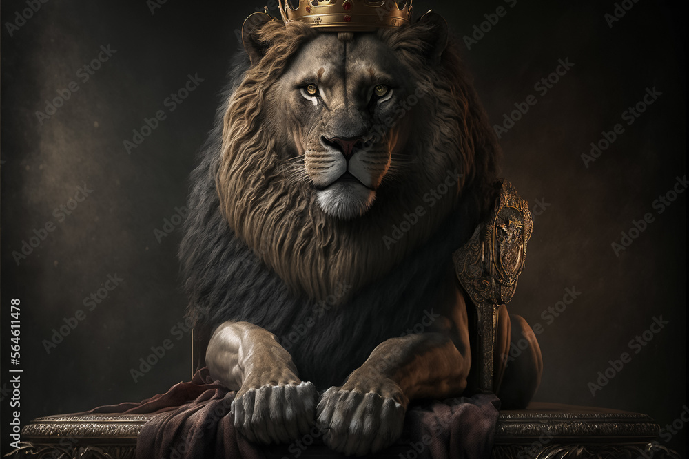 .A lion dressed like a king with a crown generative ai