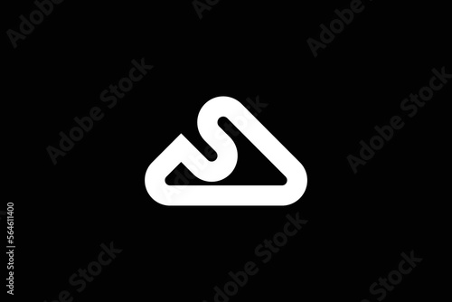 Creative and minimalist initial letter A S logo design template on black background