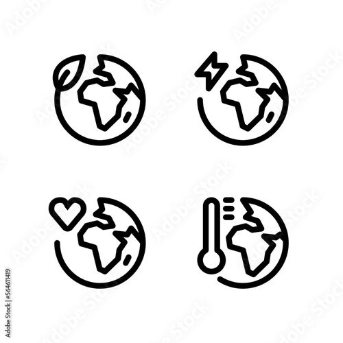 Planet Climate change, Earth thermometer, 40x40 Pixel Perfect, Editable Stroke, Linear