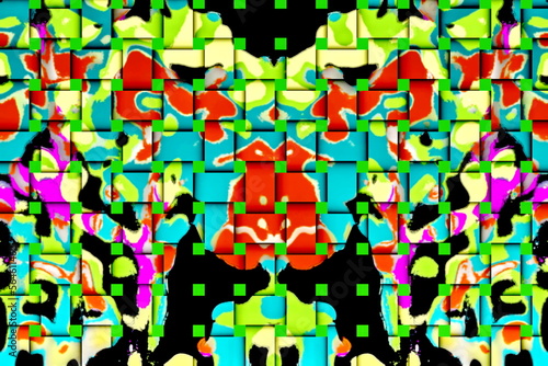 Abstract color pattern, lines, corners, circles  drawings and pictures used for illustrations and background. Plaiting. 