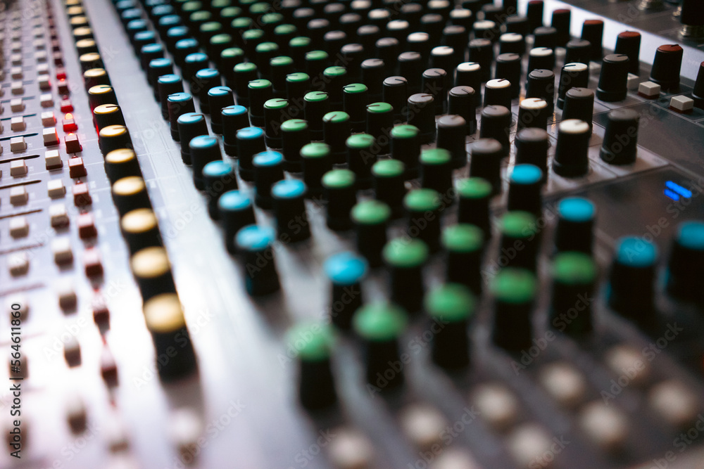 Digital sound station control panel. Equalizer, mixer and professional equipment Digital sound station control panel. Equalizer, mixer and professional equipment