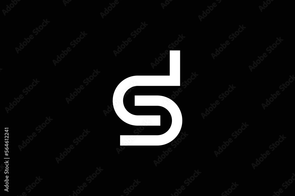Creative and minimalist initial letter D S logo design template on black background Creative and minimalist initial letter D S logo design template on black background