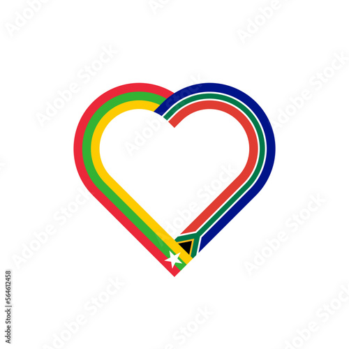 unity concept. heart ribbon icon of myanmar and south africa flags. vector illustration isolated on white background