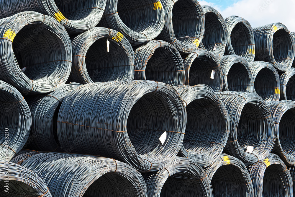 Rolls or bales of wire are stacked on top of each other. Rolls or bales of wire are stacked on top of each other.