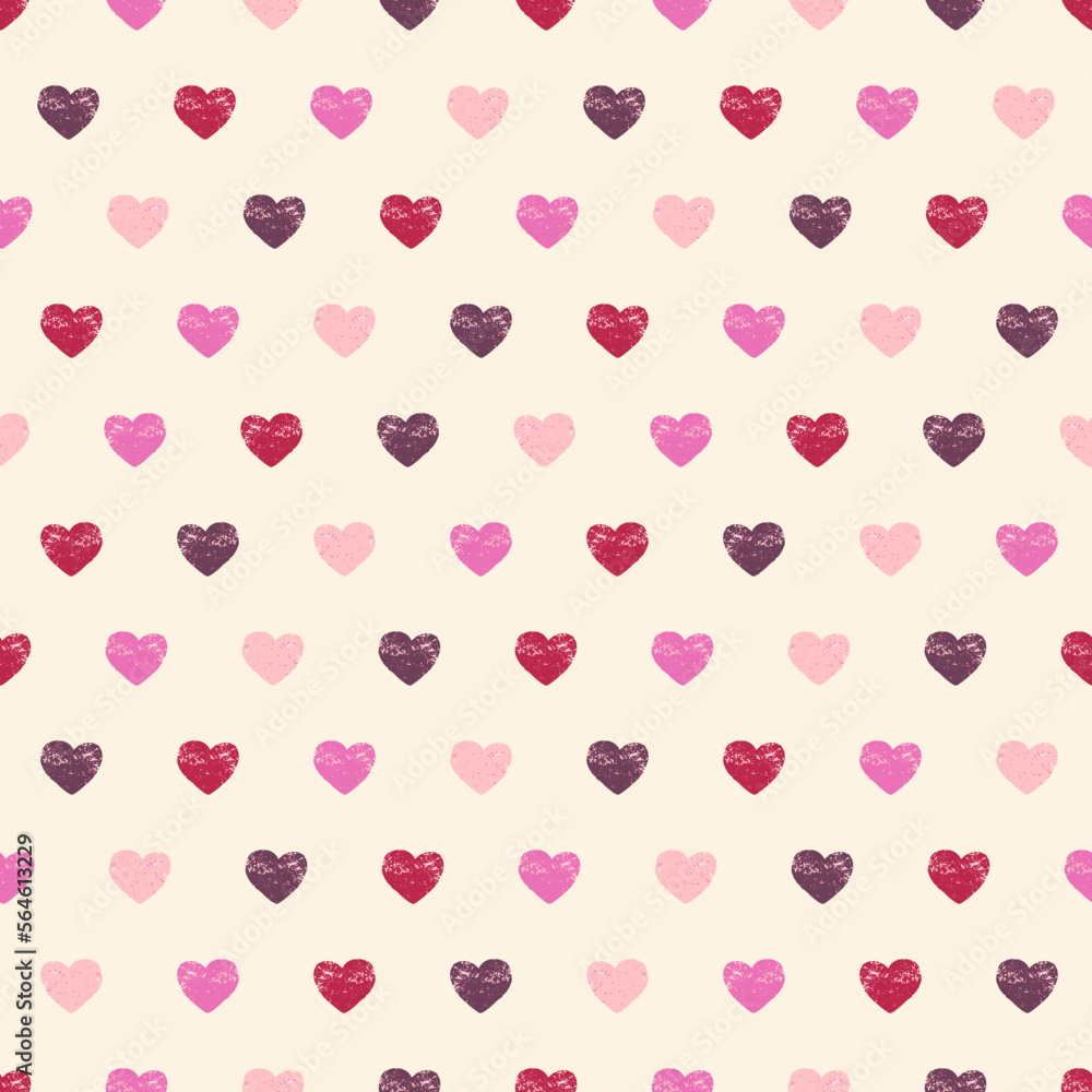 Cute Small Grungy Hearts Vector Seamless Valentine Pattern