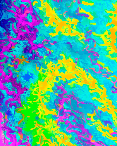 Generative AI, ornate multi-colored paint streaks, intricate random drawing